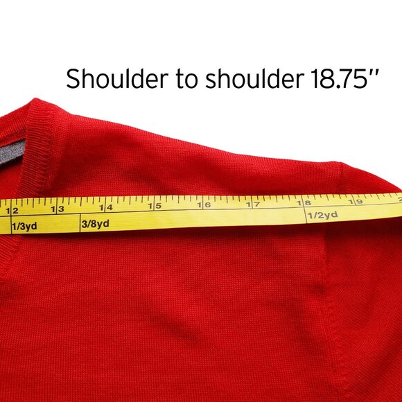 Luigi Baldo V Neck 100% Extra Fine Merino Wool Red Sweater Size M - Picture 10 of 14